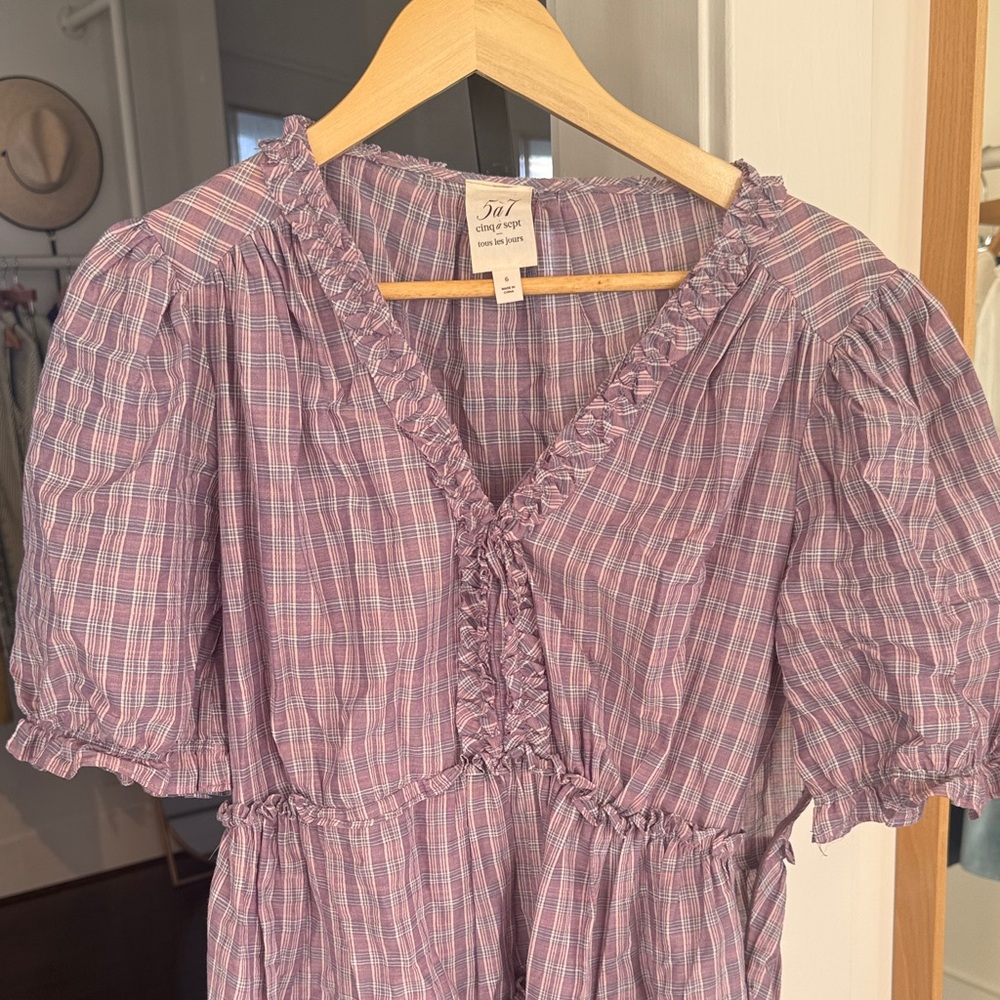 Cinq à Sept Lavender Plaid Dress - Picture 4 of 7